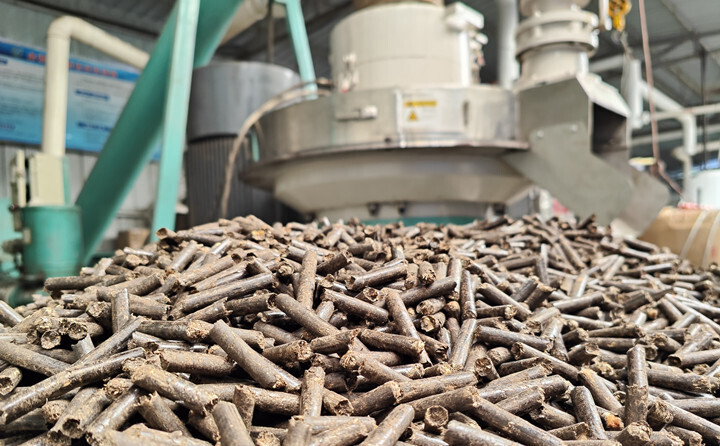 生物質(zhì)顆粒燃料是用秸稈顆粒機(jī)將樹枝、秸稈、鋸末等農(nóng)林廢棄物制成的新型清潔綠色燃料